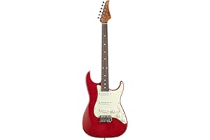 EART Solide E-Gitarre SSS Single Coil Pickups, 6-saitige Rechtshänder Palisandergriffbrett in Rot für Pop, Blues, Light Rock