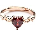 S925 Sterling Silver Ins Style Rose Gold Ruby Ring - Luxury Heart Adjustable Women's Engagement Jewelry
