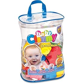 Clementoni – 14889 – Soft Clemmy Touch and Play – Sac à Briques de Constructions Souples – Pour Bébés et Jeunes Enfants de 6 mois à 36 mois – 24 pièces – Premier Âge
