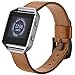 Produktbild Altsommer Armband Leder für Fitbit Blaze Armband,Leder Ersatz mit Tischrahmen,Armband,Echtes LederArmband mit Schnalle Metall Sport Bügel für Damen Herren,15cm-21cm (Coffee)
