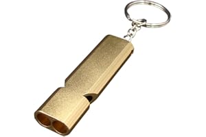 rongweiwang Sifflet de Survie en Aluminium Double Tubes Whistle Haute Decibel Outdoor Emergency Whistle Fort de Sauvetage pour la Marine, canotage, randonnée pédestre, Camping, Kayak