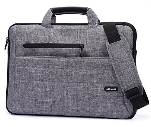 J-Bonest 15,6 Zoll Tragbar Laptop Tasche mit Schultergurt, Tragender Schulter-Beutel Hülle Tasche Aktentasche für Laptops / MacBook / Notebook (Grey)