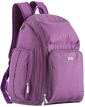 Poliking Multi-Functional Baby Nappy Changing Bag with Insulated Pockets, Waterproof Fabric,Large Capacity Multifactional Fashion Mummy Bag Backpag (Purple)