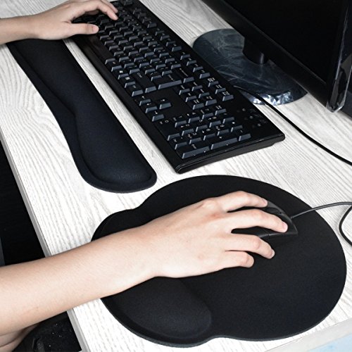 Reposamu  ecas Teclado Gel WEINAS Ergon  mico con Mu  ecas del Teclado Rat  n Pad Antideslizante para Ordenador Alfombrillas para Rat  n y Teclado Reposamu  ecas Espuma de Memoria Almohadilla de Rat  n - Negro
