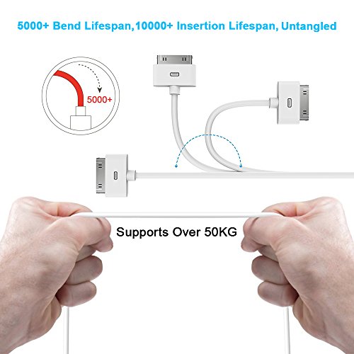 [3 Stück] iPhone 4s Kabel, iVoler [0.5m+1m+2m] 30 Pin Dock Connector auf USB Kabel Sync und Ladekabel Datenkabel USB mit 30 polige Stecker für Apple iPhone 4/4s, iPhone 3G/3GS, iPad 3/2/1, iPod touch 2 3 4, iPod nano 5/6 (Weiß) - 5