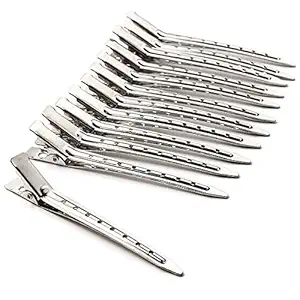 Hair Section Dividing Clip For Hairdressing Styling Accessories, For Unisex Hair Clip Steel Silver Section Pins (Set of 12 Pieces) (Hair Section Clip)