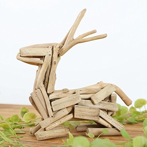 ALILEO European style wooden deer living room TV cabinet office decoration Creative Desktop animal prosperity deer 21*6*23cm,Crouching deer