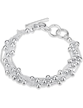 LDUDU® Damen Armband mit Kügelchen Armkette Armbänder versilbert Silber 925 Geschenk Geburtstag Weihnachten, einstellbar...