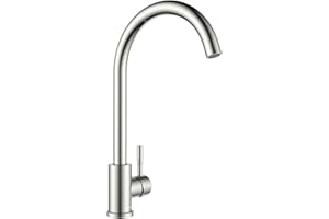 Ulytid Grifo Cocina de Alta Presión, U-Form Grifos Cocina Fregadero Giratorio en 360° con Caño Alto y Aireador, Grifo Monomando con Conexión G3/8, Acero Inoxidable 304 Cepillado Plata