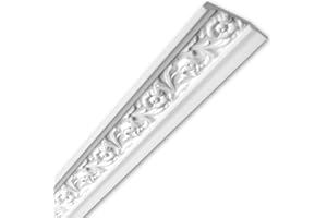 MASTERBRICO Cadre en polystyrène pour plafond et murs barres de 2 mètres blancs, cadres en polystyrène décoratifs pour murs plafonds, pour tableaux portes photo boiserie grecques miroirs (A009-2 PCS (4 mètres))