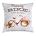 Produktbild Coffee Art Throw Pillow Cushion Cover, Refreshing Morning Coffee and Bike Theme Love Passion Habit Artistic, Decorative Square Accent Pillow Case, 18 X 18 inches, Dark Orange Chocolate