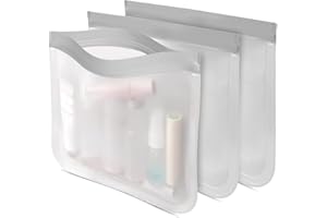 REALPLUS Neceser Transparente,Bolsa de Vuelo para Líquidos,Bolsas Portátil de Maquillaje,Bolsas de Aseo Impermeable,Organizador de Viaje,Bolsa de Cosmético,Multisellado,Reutilizable, 1L(Gris-3 pcs)