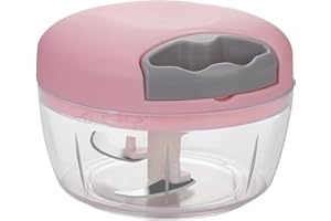SZWLJ Tritatutto Manuale, Rosa 500ML 3 Lame Trita Verdure Manuale, Moderno e Compatto per Tagliare Cipolla, Insalata, Noci, Pesto, Alimenti per Bambini e Altro (Rosa, 500ML)