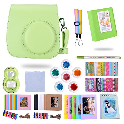 Kaka 13 in 1 Instax Mini 9 Kamera Zubehör Bundles für FujiFilm Instax Mini 9 8 8+ Kamera mit Mini 9 Case/Album/Selfie Objektiv/Filter/Wand Hang Frames/Film Rahmen/Border Sticker/Pen (Lime Green) Kaka 13 in 1 Instax Mini 9 Kamera Zubehör Bundles für FujiFilm Instax Mini 9 8 8+ Kamera mit Mini 9 Case/Album/Selfie Objektiv/Filter/Wand Hang Frames/Film Rahmen/Border Sticker/Pen (Lime Green)