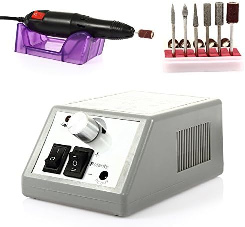 Americanstar Electric Nail Drill Electric Manicure Pedicure Nail File Kit Bits Professional Nail File Drill Portable Pen Shaped with UK Plug 6pcs Basic Bits for Acrylics Gels Nails