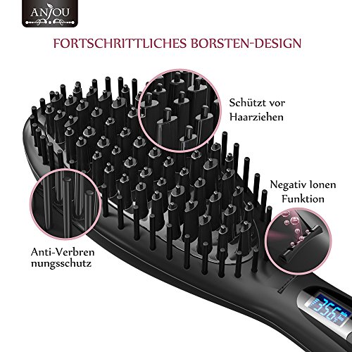 Anjou Neuste Ionen elektrische Glättbürste mit Schnellaufheizung zum Glätten und Pflegen für kurze und lange Haare (Perfekte Geschenkidee zum Muttertag) - 6