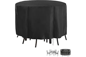 Iptienda Garden Table Cover Waterproof, Patio Table Covers Round Garden Round Table Covers for Outdoor Furniture-Ø185x110cm(4 Seat)