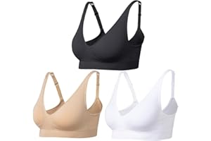 Comfyin Wireless Bras for Women Non Wired Seamless Bras with Removable Pads 3 Pack