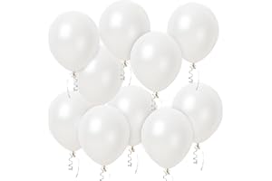 EPOKUS Luftballons Weiß, 60 Stück 12 Zoll Weiss Latex Ballons, White Helium Balloons mit Bändern, Partyballon Dekorationen für Geburtstage Babyparties Hochzeit Valentinstag Graduierung Kommunion Thema Party