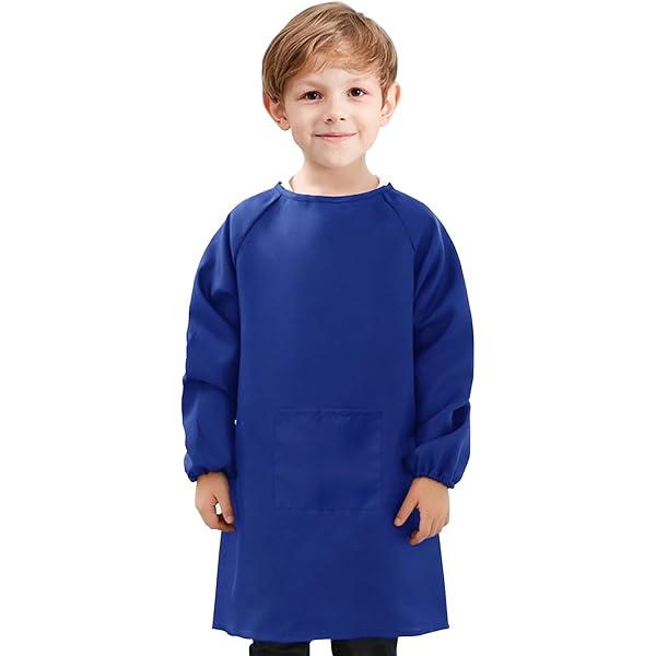 Tablier De Peinture Manches Longues Pour Enfants - Imperméable, Avec Poche - Pour École, Activités Créatives