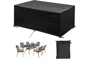 phixilin Funda para Mesa Jardin, Cubierta de Muebles de Jardín Impermeable 210T Poliéster Resistente al Polvo Anti-UV Funda Protectora para Muebles de jardín - Negro (242 * 162 * 100)