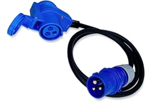 INTUIFLEX Cavo adattatore CEE con adattatore angolare su spina CEE IP44, resistente agli spruzzi, 230 V/16 A, prolunga a 3 poli per il campeggio, la barca, il camper e la roulotte, 1,5 m