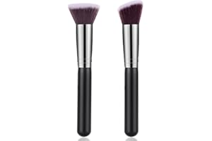 WLLHYF 2 Stück Foundation Make-up Pinsel Makelloses Premium Kabuki Pinsel Kontur-Make-up-Pinsel für flüssigem Puder Highlight Concealer Rouge