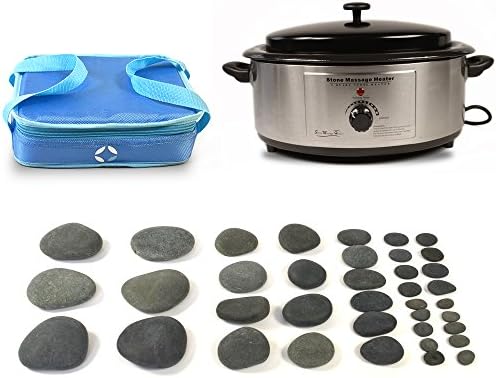 FS International Holistic Supplies Basic Basalt Kit with 6 Quart Heater and Vulsini Cold Stone Bag - 38 Piece