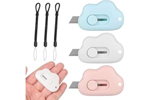 SJBAUTYO 3 Stück Mini Box Cutter, Cuttermesser, Universalmesser, Standard Cutter, Brieföffner, Tragbar Kartonöffner, für Umschlag Paket Papierschnitt, Pappe, Papier, Schachtel oder Verpackung