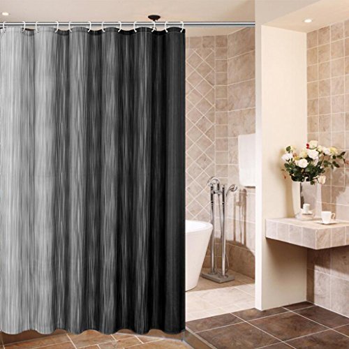 GWELL Grau Farbverlauf Wasserabweisend Duschvorhang Anti-Schimmel inkl. 12 Duschvorhangringe für Badezimmer Art-B 180x200cm