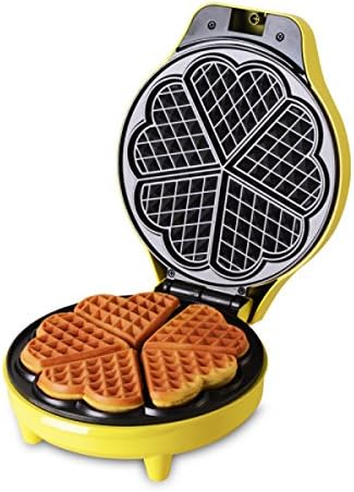 ANHPI 640W Electric Waffle Maker Makes 5 Heart Shaped Waffles Home Non-stick Coated Plates Waffle Making Machine (yellow),Yellow