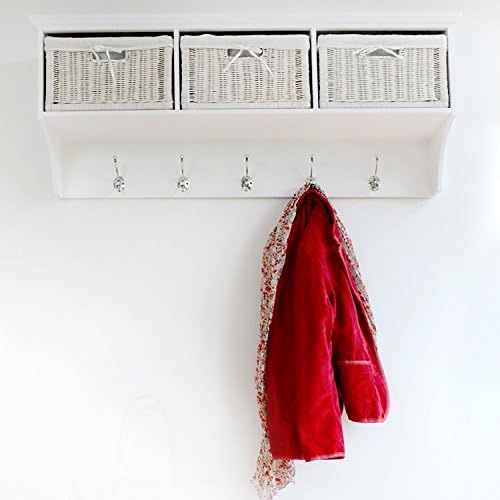 Tetbury Large White Coat Rack with storage baskets, FULLY ASSEMBLED