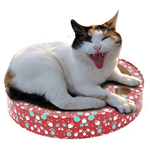 Preisvergleich Produktbild FELICIPP Wellpappe Cat Scratch Board Katze Bett interaktive Kugel Disc Scratch Board (Color : Pink, Size : 33.5X17.5X5.5CM)