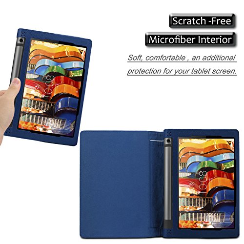 Lenovo Yoga Tab 3 10 Hülle Case, Infiland Slim Fit Folio PU-lederne dünne Kunstleder Schutzhülle Cover Tasche für Lenovo YOGA 3-10 25,7 cm (10,1 Zoll IPS) Tablet(Not für Lenovo Yoga Tab 3 Pro/Yoga Tab 3 10 Plus) (mit Auto Schlaf / Wach Funktion)(Dunkleblau) - 5