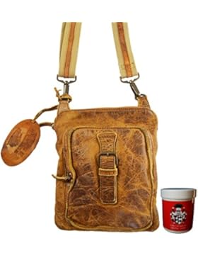 BARON of MALTZAHN Schultertasche Crossbag JAMIL aus braunem Rugget-Hide Leder