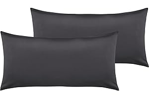Pure Label 2er Set Mako Satin Damast Streifen Kopfkissenbezüge 40x80 cm aus 100% Baumwolle in dunkelgrau - Traumhaft weiche Kissenbezüge passend zu unseren Bettwäsche Sets