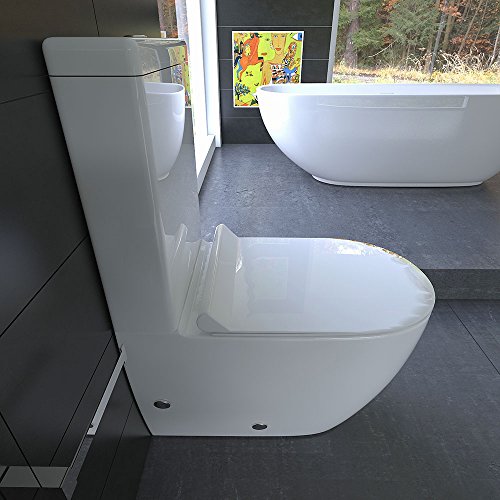 Design Stand WC mit Geberit Spülgarnitur Keramik Toilette Spülkasten WC Set WC-Sitz mit Soft-Close (Quick-Release Funktion) - 6