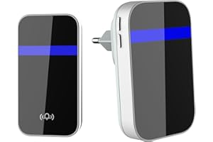 DieseRC Campanello wireless autogenerante, 1 ricevitore campanello con 1 trasmettitore cinetico, 38 melodie a 4 livelli di volume, suoneria elettronica impermeabile IPX4 150 metri