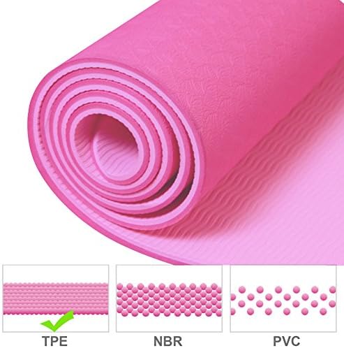 Thick Non Slip Yoga Mat, TPE Eco Friendly Extreme Durability Exercise Mat Strap Extra Long 72"x26"x0.24", Best Yoga Mat for Home Travel and Sport, 100% Money Back Guarantee Certified by SGS