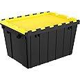 Cosmoplast Plastic Utility Storage Box With Dual Flap Lids 55 Liters, Yellow Black, IFHHST372KY, Cosmoplast Utility Storage Box 55 Liters