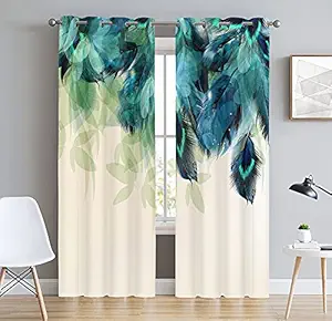 HOMA DORN 100% Blackout Ombre Pattern Housewarming Innovative Triple Weave Eyelet Double Curtain for Living Room and Bed Room Reduces Noise | ( Set of 2 ) (Window ( 4 FEET X 5 FEET ), Off White)