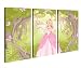 Produktbild Leinwandbild 3 Tlg Prinzessin Märchen KInderzimmer Wald Schmetterlinge Leinwand Bild Bilder Holz fertig gerahmt 9P996, 3 tlg BxH:120x80cm (3Stk 40x 80cm)
