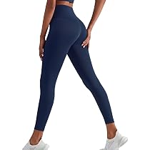 ASKSA Leggings Donna Vita Alta Modellanti – Pantaloni Sportivi Con Fibbia Regolabile Per Controllo Pancia – Fitness, Yoga, Palestra – Blu Marino (Taglia L)