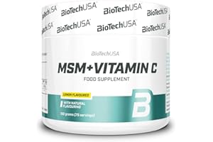 BioTechUSA MSM + Vitamin C, Integratore in polvere con msm e vitamina c istantaneamente solubile e al gusto di limone, 150 g, Limone