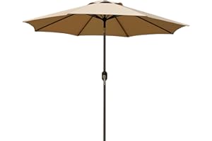 Blissun Parasol de terrasse en aluminium avec bouton poussoir pour l’inclinaison et manivelle - 2,7 m