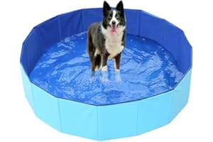 FRIEDLICH Dog Foldable Paddling Pools for Dogs Cats, Puppies - Thickened Material Pet Swimming Pool - Outdoor Pet Paddling Pool - Non-inflatable Non-slip Dog Bathtub 80 * 20cm