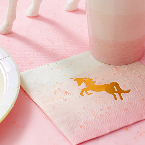 Talking Tables UNICORN-CNAPKIN Cocktail Serviette mit Goldfolie DETAIL, 10 „, 16Pk, Pappe, Mehrfarben, 1.5 x 12.5 x 15 cm - 3