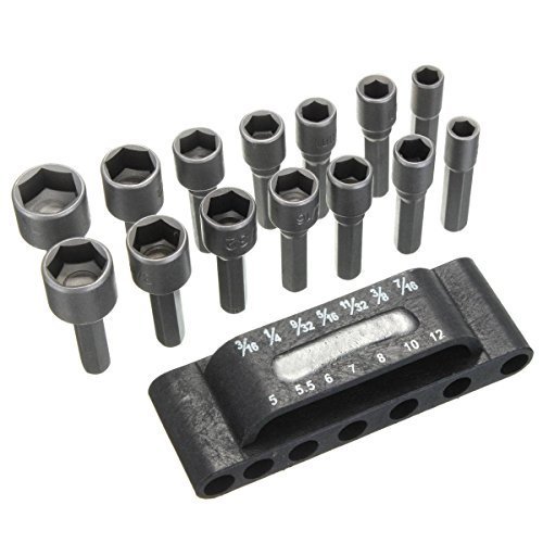 Drillpro 14-tlg Steckschlüssel Set Stecknüsse Bit Nuss Set 1/4'' Nüsse Bits Bithalter Bitsatz Stecknuss Satz Sechskant