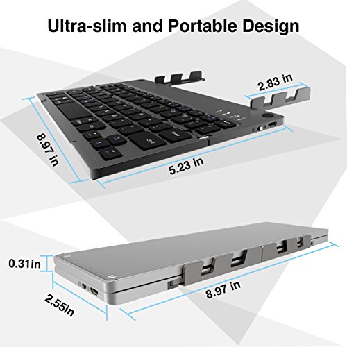 Faltbare Bluetooth Tastaturâ€‚,ICOUVA Faltbare Tastatur UltradÃ¼nne Wireless Keyboard Universelle fÃ¼r iPhone iPad iOS, Windows und Tablets Android Smartphone,Mit wiederaufladbarer Batterie(Schwarz)