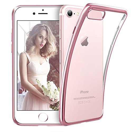 Funda iPhone 8 HanLuckyStars iPhone 7 Funda Carcasa Gel con Ultra Fina   Shock-Absorci  n   Anti-Ara  azos  Garant  a de por vida  para iPhone 7 2016  iPhone 8 2017  Rosa